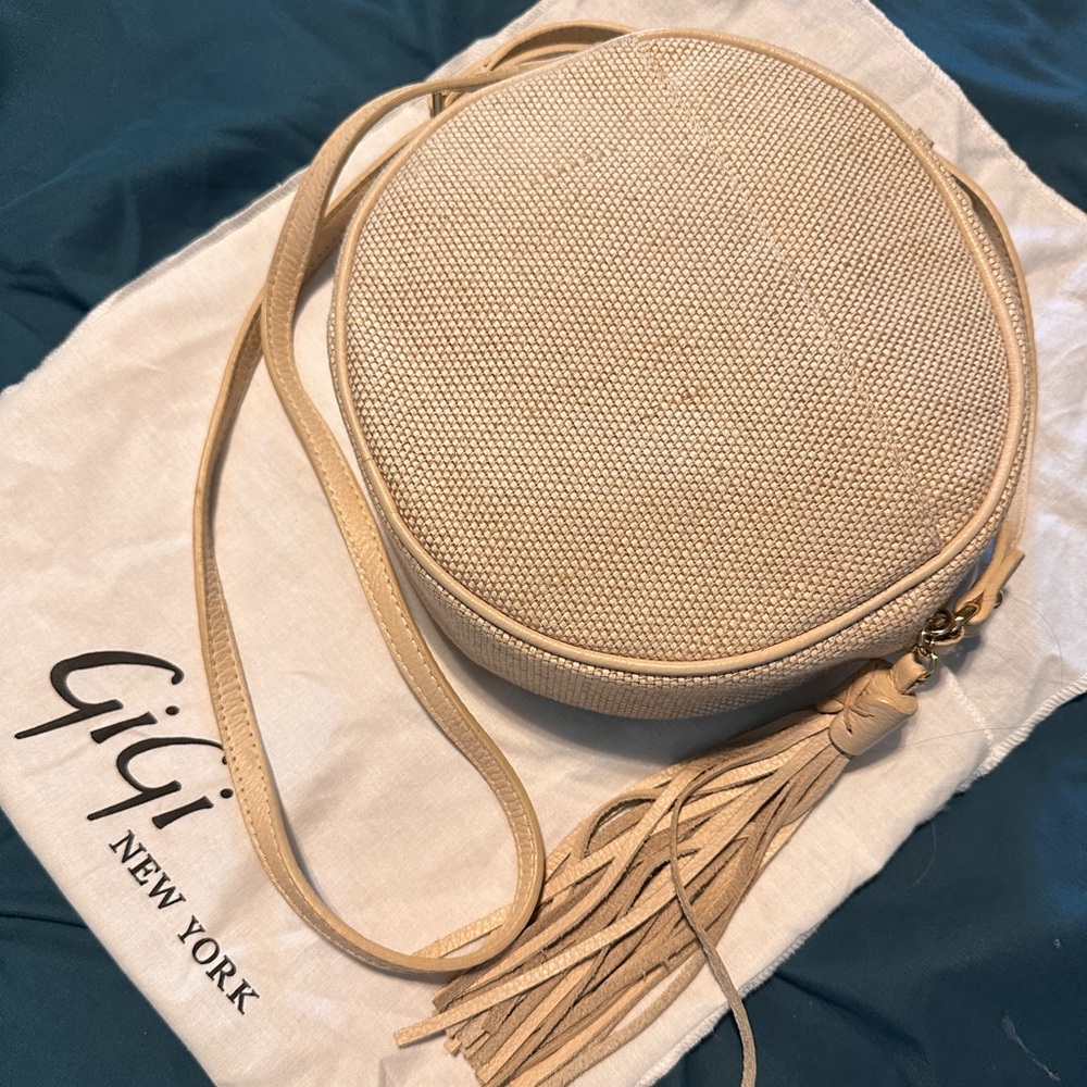 GiGi New York Beige Round Crossbody Bag